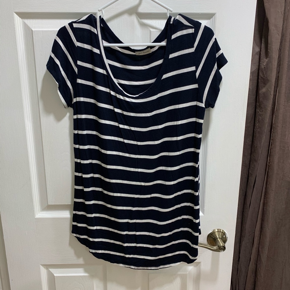 Cute Navy and white scoop neck striped shirt